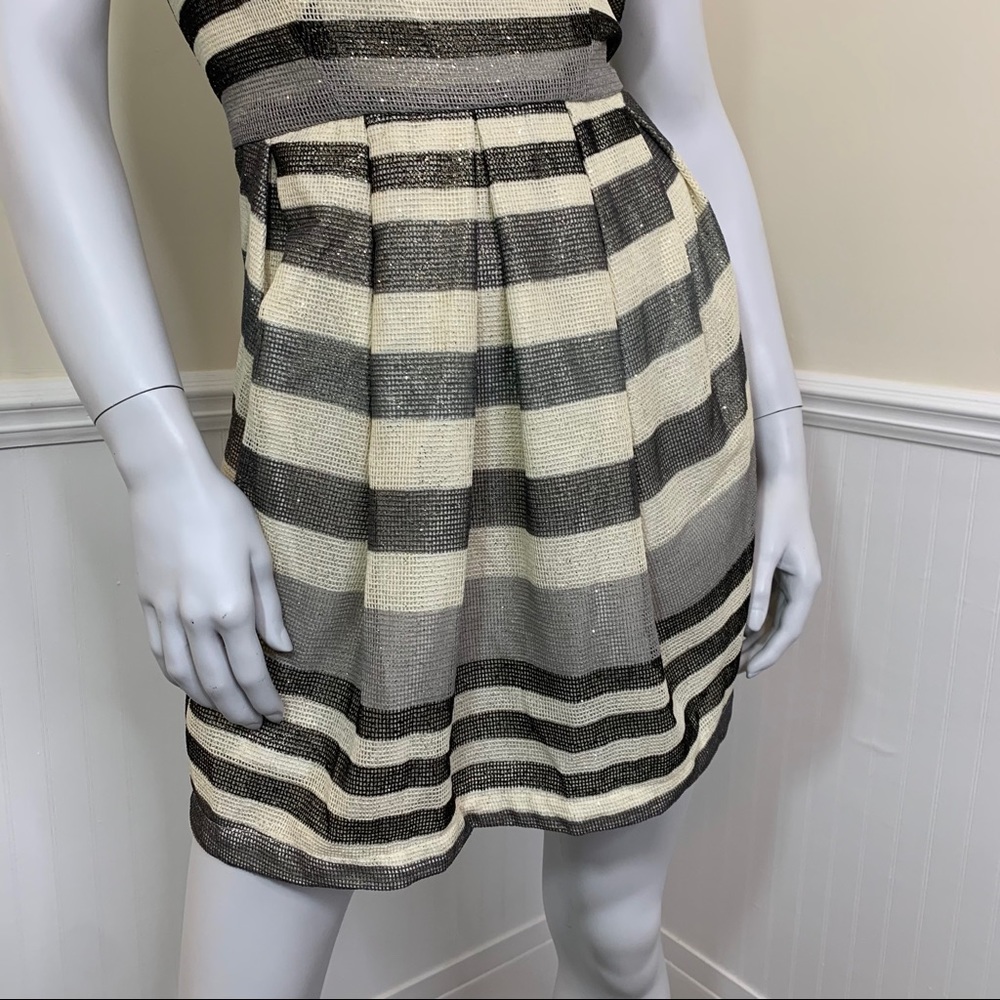 BCBG Striped Sparkle A Line Pleated Dress - Picture 3 of 7